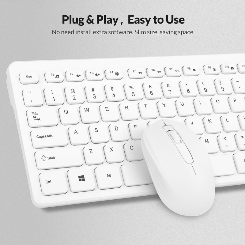 RII Wireless Keyboard and Mouse Combo - Standard Office PC Keyboard and Optical Wireless Mice (White) - Image 4